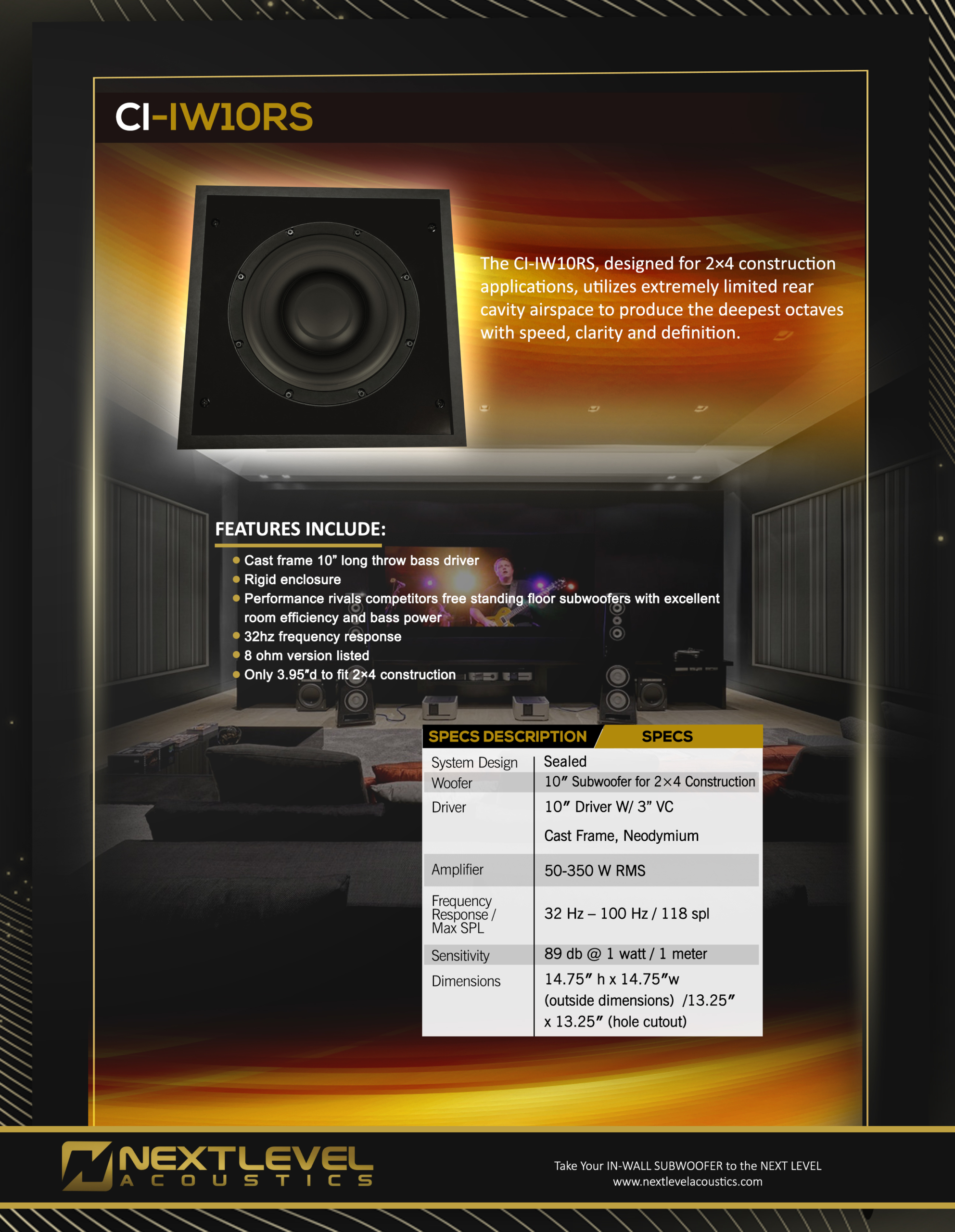 IN WALL SUBWOOFER PRODUCT SHEET